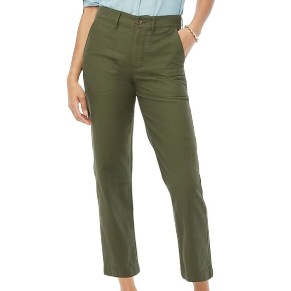 J.Crew NWT Olive Green Cotton Camp Pants Size 4 - Picture 1 of 10